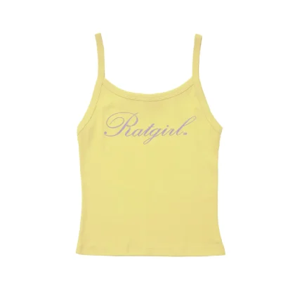 Stray Rats Ratgirl Script Womens Tank Top Baby Yellow